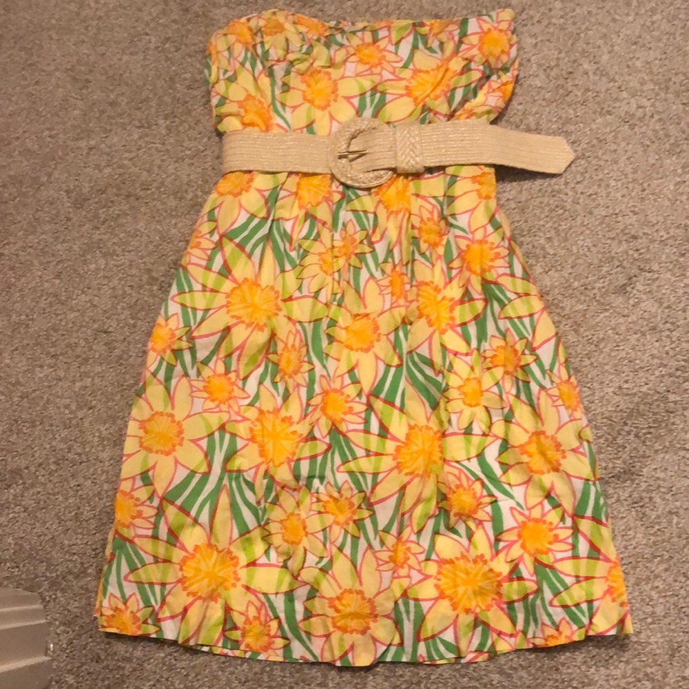 Lily Pulitzer Sunflower strapless dress size 8